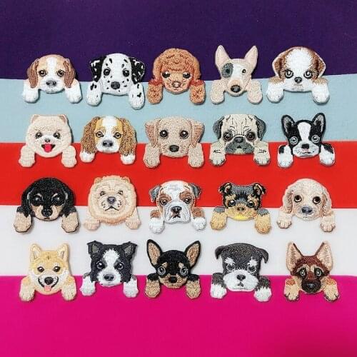 1 Piece Cute Lovely Animals Embroidery Patch Babys Clothing Patches Backpack Decor Small Applique Small Iron on Bulldog Badges