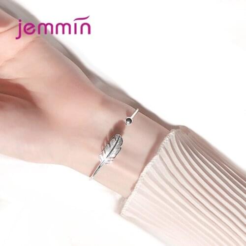 New Design Retro Bracelets&Bangles for Women 925 Sterling Silver Feather Bracelet Jewelry Christmas Gift Adjustable