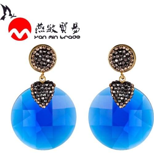 New arrival Round Earrings Red Color High Quality K9 Crystal Glass Big Earrings TrendyJewelry Wedding Earrings For Women Gift