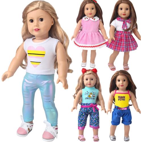 Doll clothes for 43 cm baby new born doll and american doll fashion Cartoons dress Denim jumpsuit