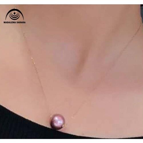 WADALENA SARARA AAA Freshwater Pearl Perfect round Pearl 9-10mm sterwy silver chain Necklace