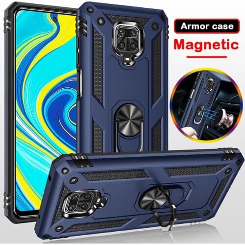 Shockproof Armor Magnetic Case For Xiaomi Redmi Note 10s 10 9 9s 9T 8 8T 7 Poco X3 M3 F3 10T 9C 9A K40 Pro Car Holder Ring Cover