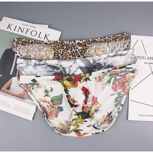 Sexy Men Underwear Panties For Men Lingerie Leopard Flower Printed Briefs Bikini Underwear Gay Men bulge pouch Underpants