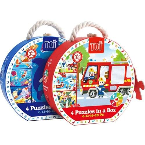 TOI 4 In 1 Story Advanced Puzzle Toys 6-12-16-20 Pcs Children Jigsaw Learning Educational Puzzles Gift Box Baby Kids Age 3Y