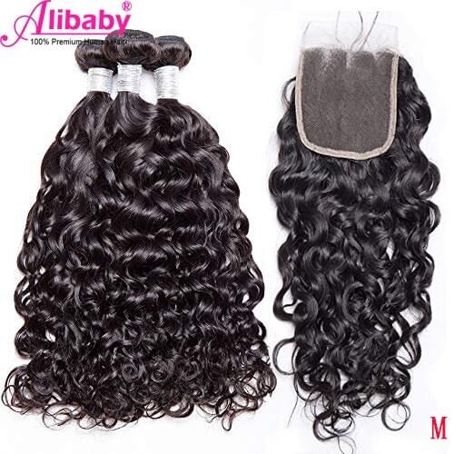 Water Wave Bundles With Closure 4x4 Lace Closure With 1 2 Bundles Brazilian Hair Weave Bundles With Closure Remy Alibaby Hair M