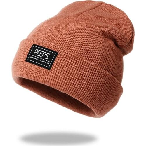 New PEEPS letter knitted beanie hat 100% cotton flexible soft fashion high quality beanies unisex hip hop ski cap warm hats