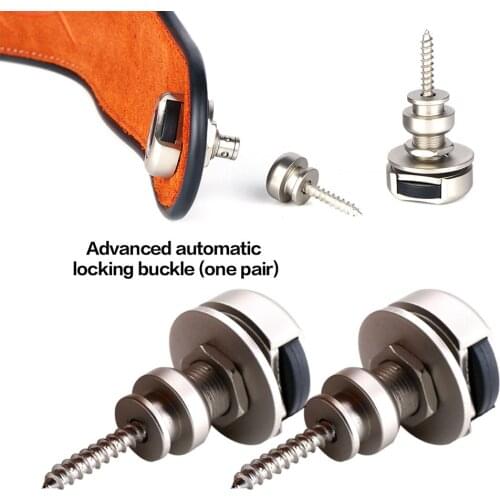 1 Pair Guitar Strap Locks Peg Pins Copper Alloy Guitar Strap Mount Flat Head Buttons Accessories