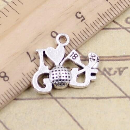 10pcs Charms I Love Golf 17x22mm Tibetan Silver Color Pendants Antique Jewelry Making DIY Handmade Craft