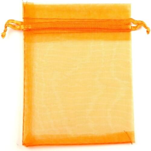100Pcs Orange Organza Bags Wedding Party Decoration Drawable Packaging Jewelry Candy Packaging Organza Bags & Pouches