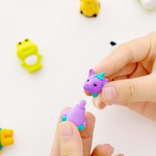 16 Pcs mix Eraser Cute Panda Frog Animals Boxed Cute Gifts Erasers for Kids Rubber Suit Student Stationery Supplies Wholesale