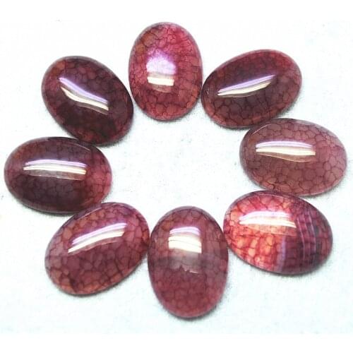 5PCS Natural Crack Stone Cabochons 18x25MM NO HOLE Loose Beads Cabs Oval Shape For Women Charms Pendants Making Accessories