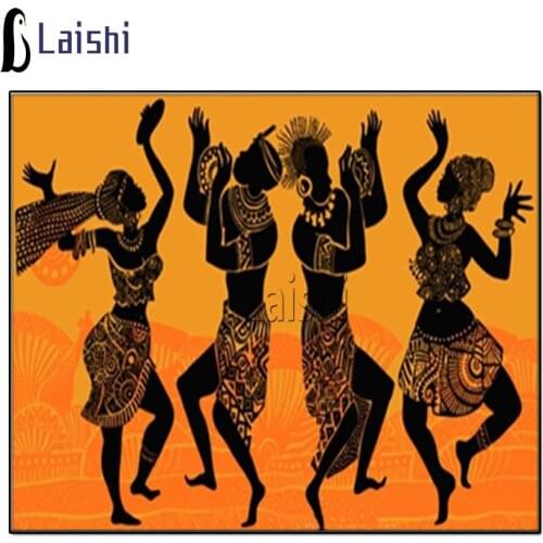 5D DIY Diamond Painting African women men dance silhouette art full round Diamond Mosaic Cross Stitch kit Diamond Embroidery