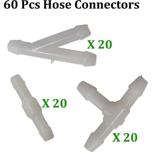 60pcs/Set T/Y/I Type Car Windshield Washer Nozzles Hose Water Tube Connector Splitter Plastic Car Accessories