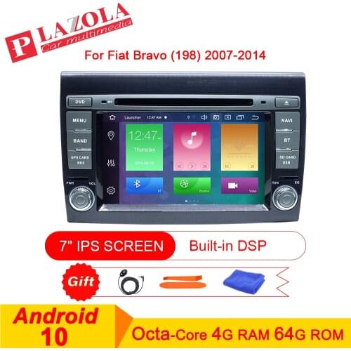 2 Din Auto Radio Android 10 For Fiat Bravo 2007-2014 Car Multimedia DVD Stereo Radio Player GPS Navigation OBD DVR USB WIFI