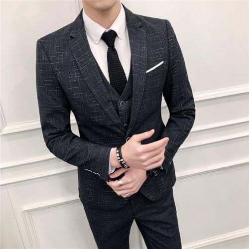 Business Casual Suit The New Bridegroom Marry Formal Wear Trend Handsome Male Dress Three-piece Suit Men Suits for Wedding