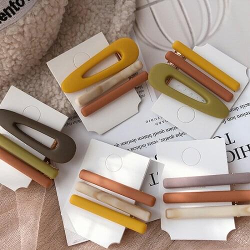 Korean Vintage Hollow Waterdrop Barrettes Women Girls Fashion Hair Accessories Hairpins Hairgrips Girls 3Pcs Fashion Solid Color