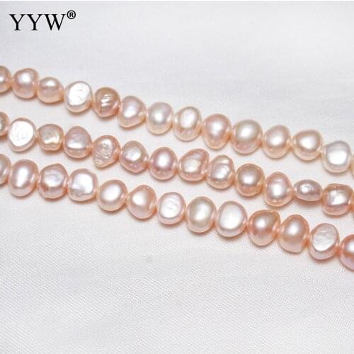 YYW Cultured Baroque Freshwater Pearl Beads Nuggets Pink natural 7-8mm Approx 0.8mm Sold Per 15 Inch Strand