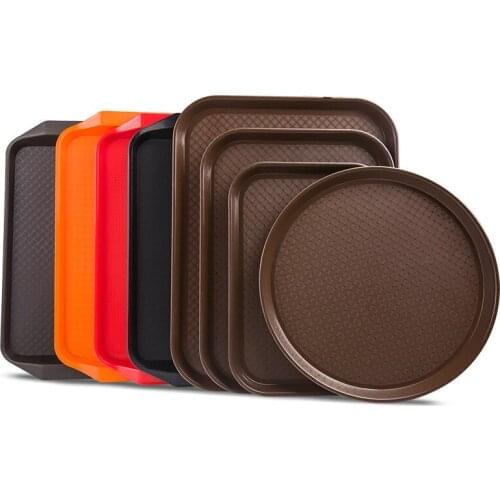 Tea Set Tray Dessert Plate Tableware Thickened Skid Resistant Color Plastic Tray Fast Food Tray