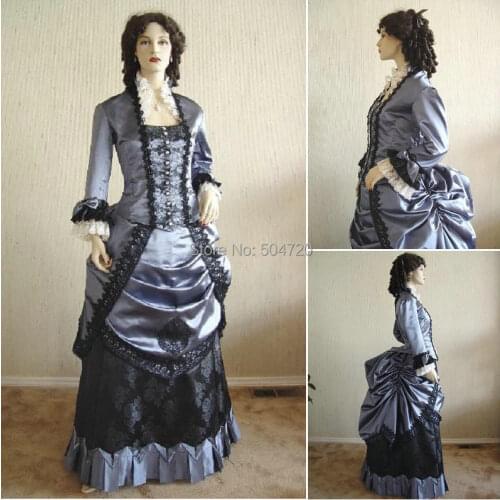 Custom-madeR-134 19 century Vintage costume 1860S Victorian Lolita/Civil War Southern Belle Ball Halloween dresses All size