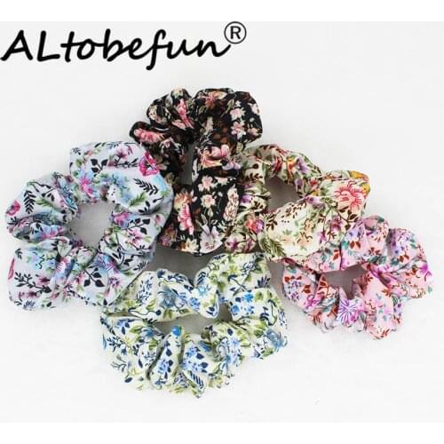 ALTOBEFUN Floral Women Hair Accessories Female Scrunchies Girl Fashion Elastic Hair Holder Lady Ponytail Hair Hairties SS004