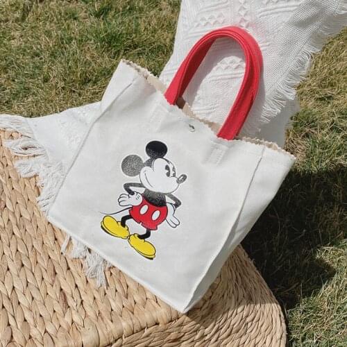 Disney Mickey mouse canvas bag female 2020 new cute printed handbag girl wild cartoon small backpack ladies shopping bag