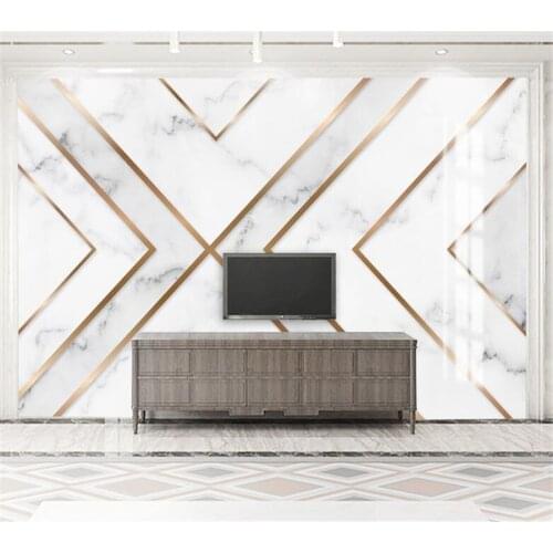 Customized Wallpaper 3D Golden Line Geometric Marble TV Background Wall Living Room Bedroom Hotel Mural Cafe Decoration фотообои