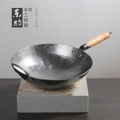 Chinese Traditional Iron Wok Handmade Hammering Large Wok Non-stick Non-coating Best Wok Wrought Iron Gas Cookware