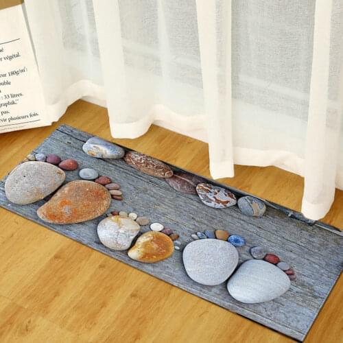 Long Rug Entrance Doormat 3D Floral Leaves Print Kitchen Mat Bedroom Living Room Absorbent Anti-Slip Carpet Hallway Balcony Mat