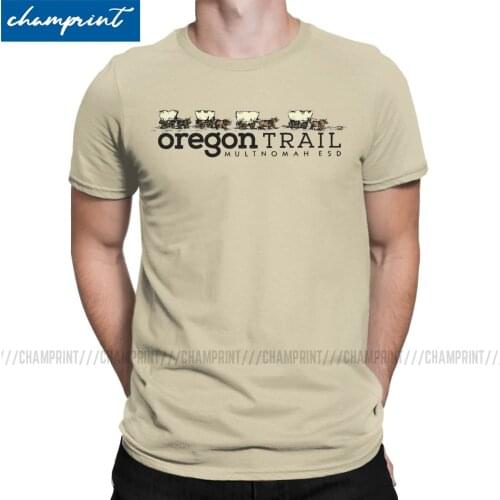 Mens Wagon Train T Shirt Oregon Trail Retro Multnomah Video Game Geek Tops Funny Short Sleeve Crew Neck Tee Shirt 6XL T-Shirts