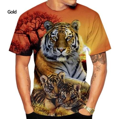 New Fashion Tiger 3D-printed T-shirt Mens Summer Short-sleeved Sweatshirt T-shirt