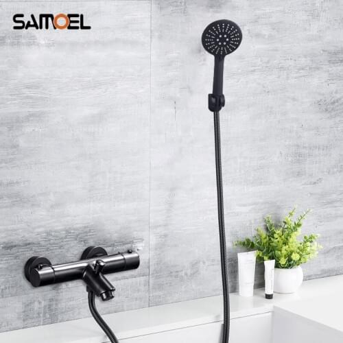 New Arrival Brass Black Thermostatic Bath and Shower Faucet Wall Mounted Thermostatic Mixing Valve TR529