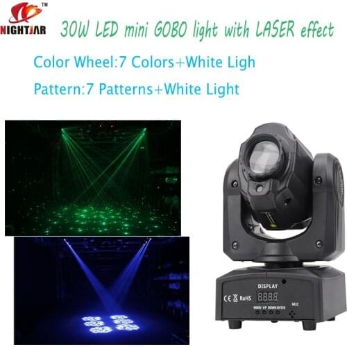 New Product 30W Led Mini Gobo Spot Moving Head with Laser Effect for DJ Disco Home party Stage Lighting
