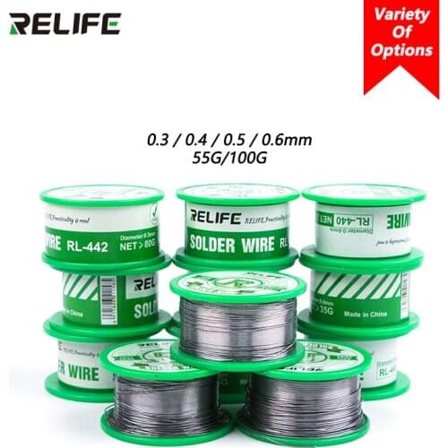 RELIFE Solder Wire Rosin Core 0.3 / 0.4 / 0.5 / 0.6mm 100G Medium Temperature Low Melting Point BGA Repair Tools RL-441/442