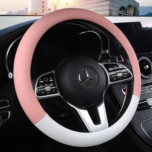 Anti Slip Car Carbon Fiber Steering Wheel Cover for Mercedes Ben AMG 38cm Models A C CLA E GLA GLC GLE S B CLS Class Accessories