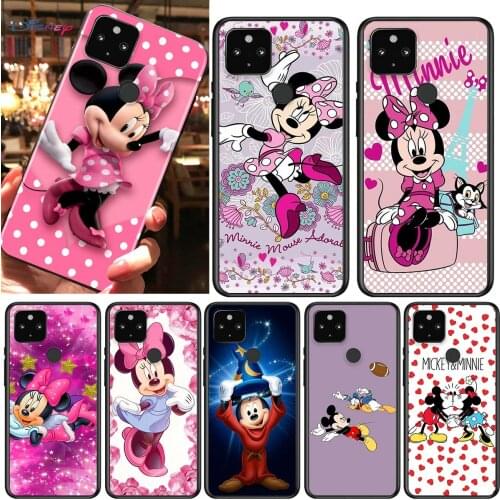 Disney Mickey Mouse Shockproof Cover for Google Pixel 5 4 4A XL 5G Black Phone Case Shell Soft Fundas Coque Capa