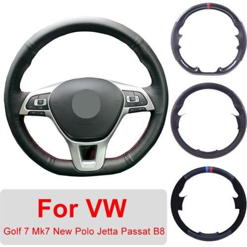Hand Sewing Customized Car Steering Wheel Cover For Volkswagen VW Golf 7 Mk7 New Polo Jetta Passat B8 Leather Protective Wrap
