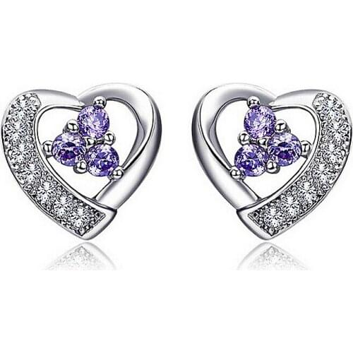 Hot Sale 925 Sterling Silver Romantic Heart Design Stud Earrings For Woman Party Wedding Jewelry Accessories Sweet Gift
