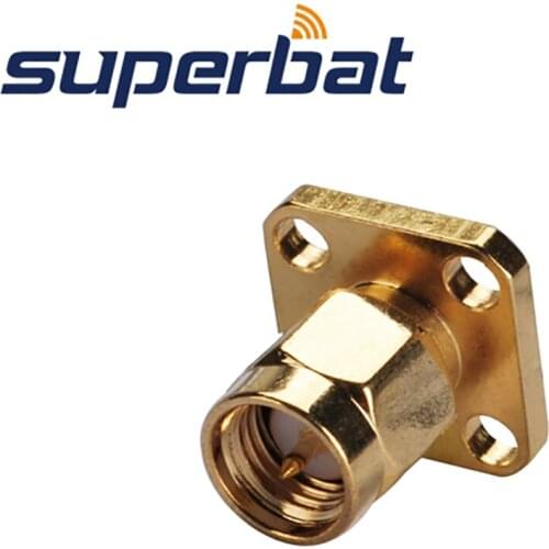 Superbat 10pcs SMA 4 hole Panel Mount Plug with Solder Post Terminal RF Coaxial Connector