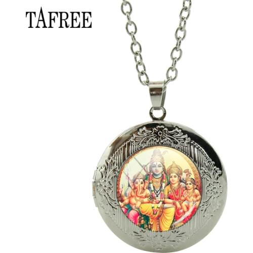 TAFREE Hindu Lord Shiva Locket Necklace Buddha Shiva Lord Elephant Religion God India believer Spiritual Amulet Necklace LS60