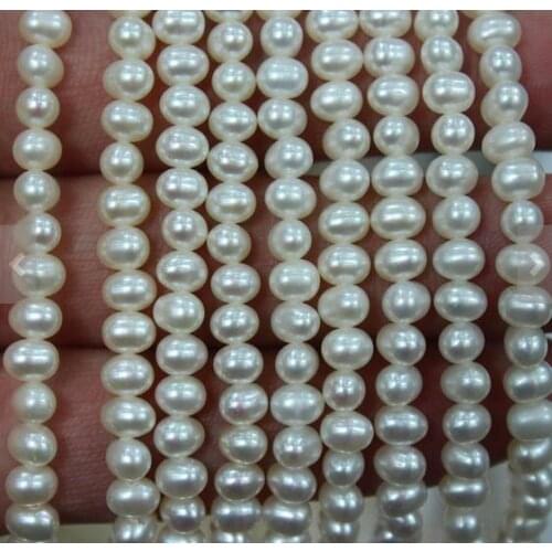 Unique Pearls jewellery Store 4-4.5mm White Long Potato Genuine Freshwater Pearl Loose Beads DIY Jewelry Material LS027