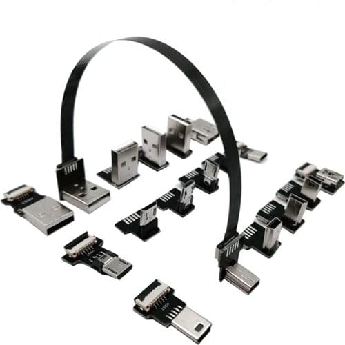 USB2.0 FPV Micro USB Mini USB 90 degree Adapter FPC Ribbon Flat USB Cable Pitch 5pin for Multicopter Aerial Photography 10-80cm