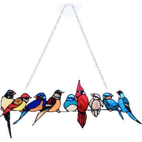 Bird Species Stained Pendant Window Hanging Suncatcher Acrylic Birds Hanging Courtyard Decoration Window Hanging Decor