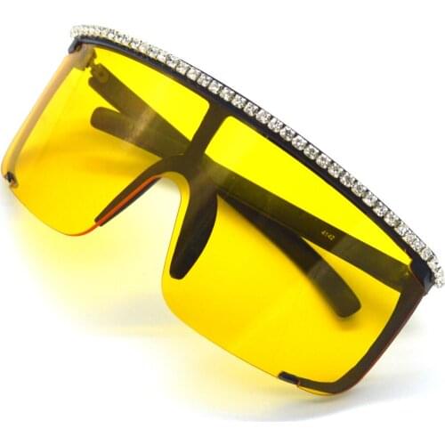 Zaolihu Designer Night Vision Mens Sunglasses Diamond Oversize Sports Eyewear Trendy UV 400 Goggles Yellow Lens Eyeglasses