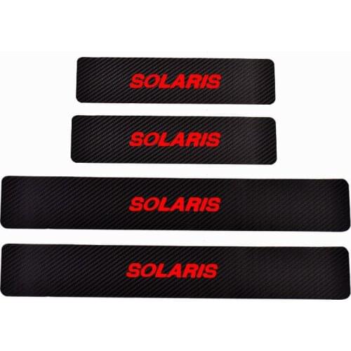 Car Door Threshold Guard For Hyundai Solaris 4Pcs Carbon Fiber Pu leather Car Accessories
