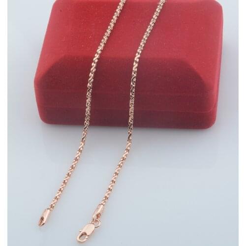2mm Women Rose Gold Color Small 45cm 60cm Necklace Chain(No red box)