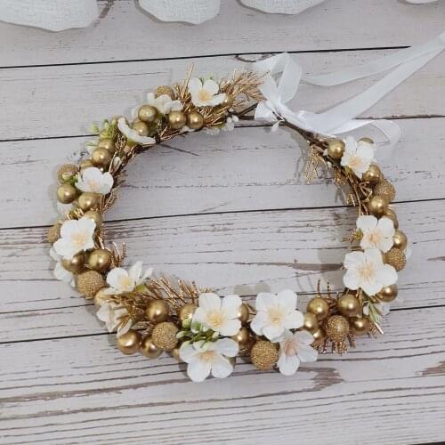 Christmas Flower Crown Festival Headband Women Hair Accessories Headdress New Year Floral Garlands Xmas Flower Headwear