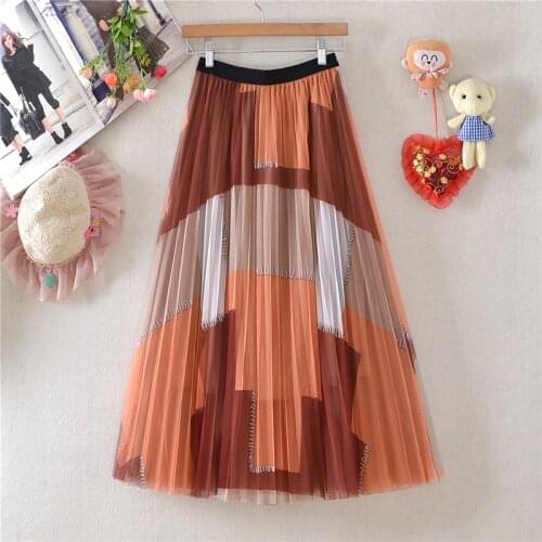 Women Casual Double Layer Mesh Skirts 2021 Fashion Ladies Elegant Streetwear High Waist Tulle Harajuku Skirt DS234