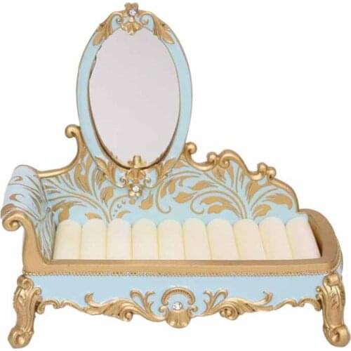 1pcs 14.5x14x7cm Resin European mirror depicting gold sofa ring display rack ear stud storage jewelry rack storage props