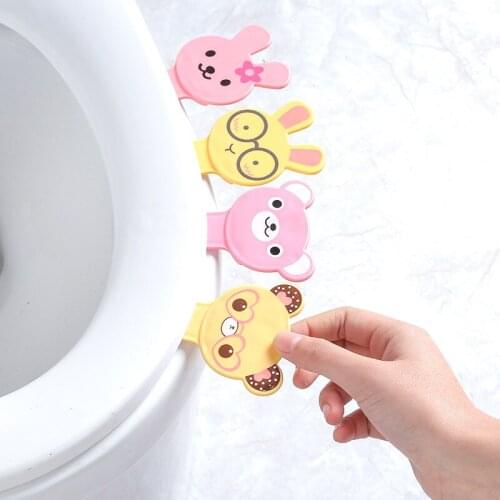 1 pcs Cute Cartoon Cover Lifter Avoid Touching Toilet Seat Handle Sticker Bathroom Lid Cover Lift Portable free shipping
