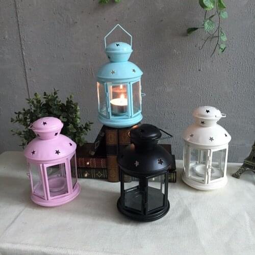 1PC New European Iron Candlestick Star Pendant Lantern Decorations Models Candle Holder ME 012